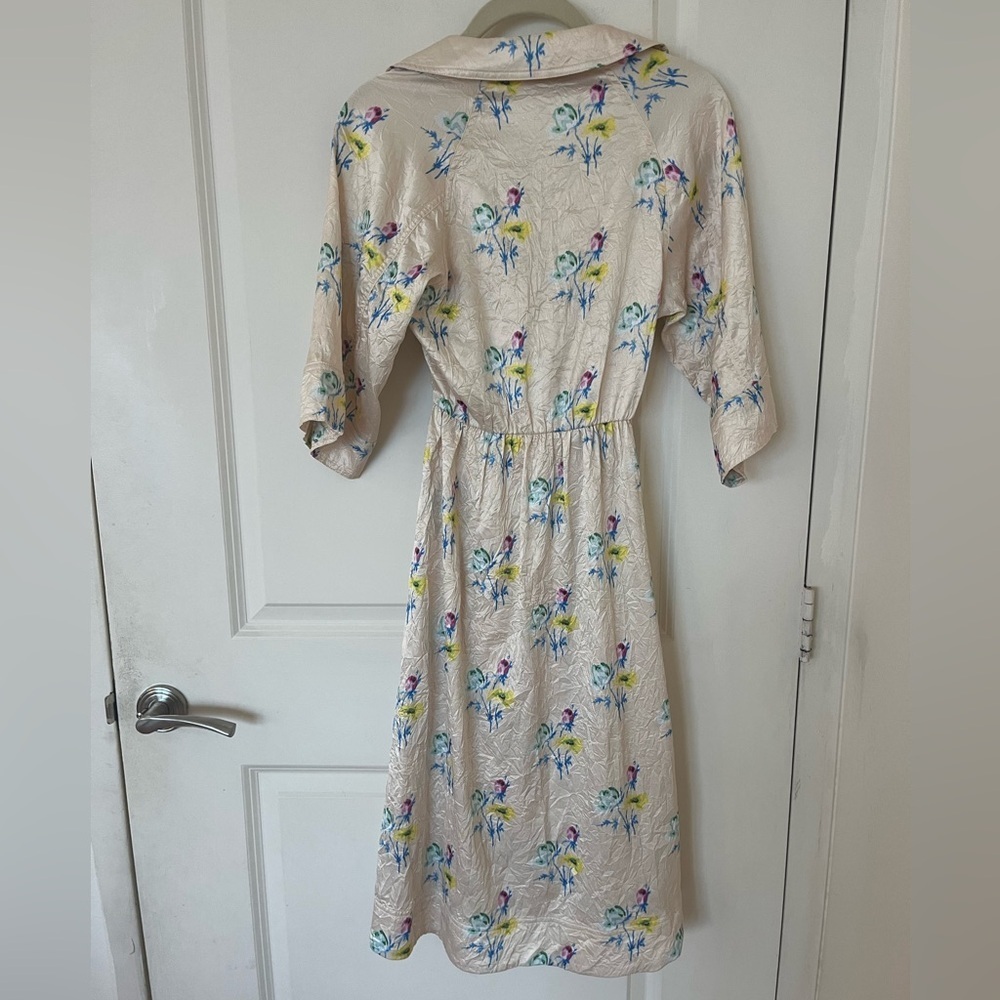 GANNI crinkled butter yellow floral dress - Picture 4 of 7